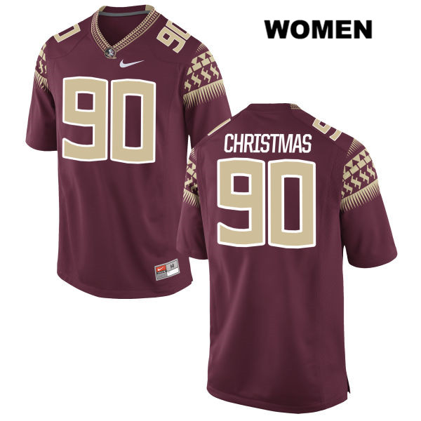 Women's NCAA Nike Florida State Seminoles #90 Demarcus Christmas College Red Stitched Authentic Football Jersey IDC1669PI